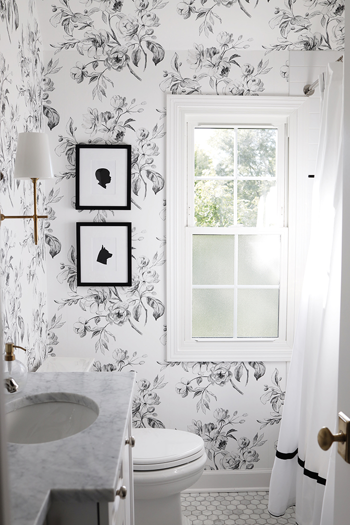 Always on Trend 20 Powder Rooms in Black and White  Bathroom wallpaper  black and white Wallpaper interior design Wallpaper accent wall bathroom