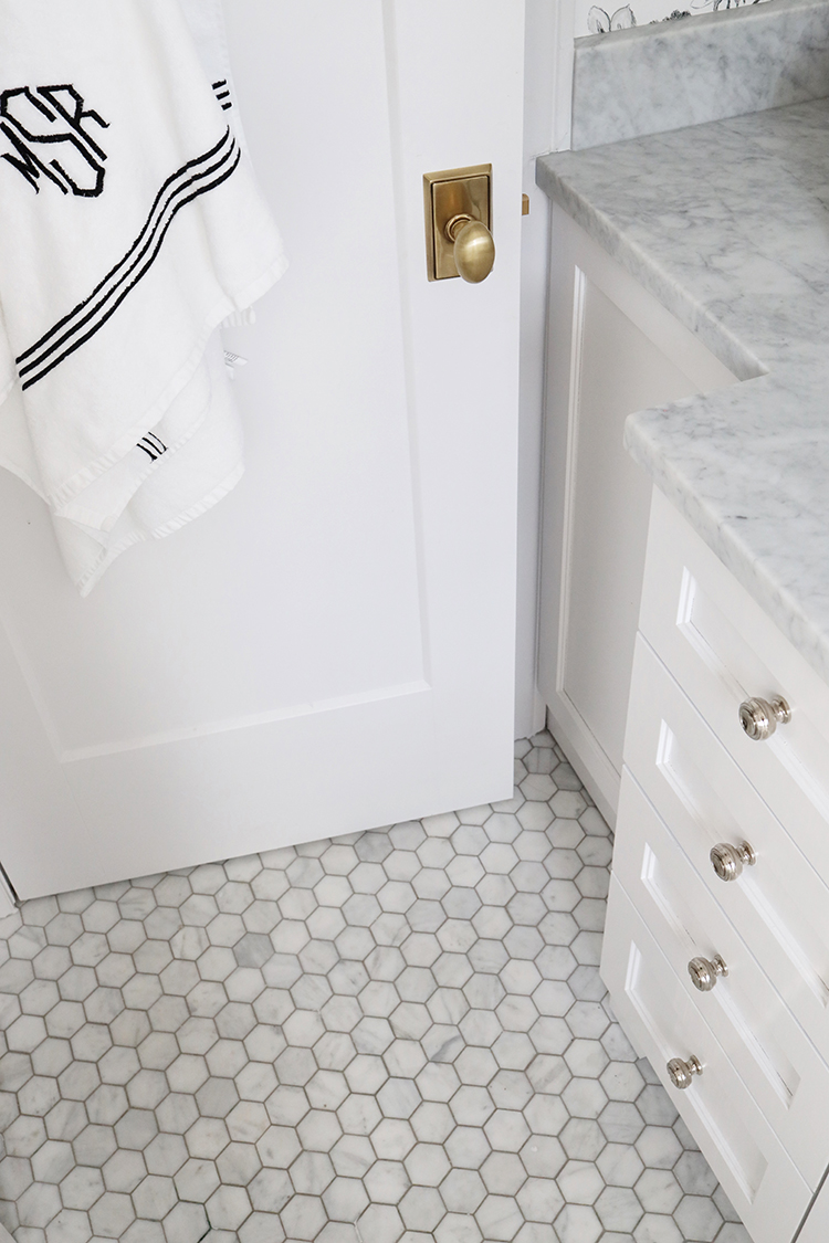 Black and White Bathroom Design with Floral Wallpaper