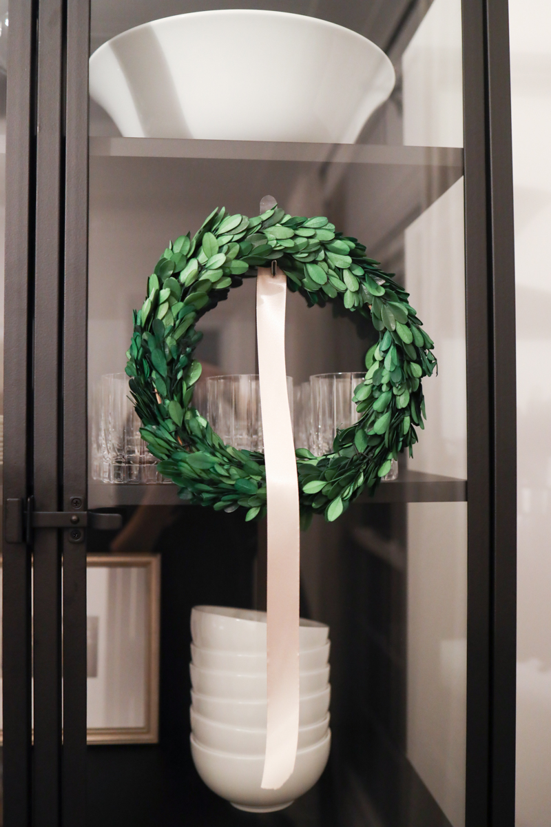 Hanging wreath on discount glass door