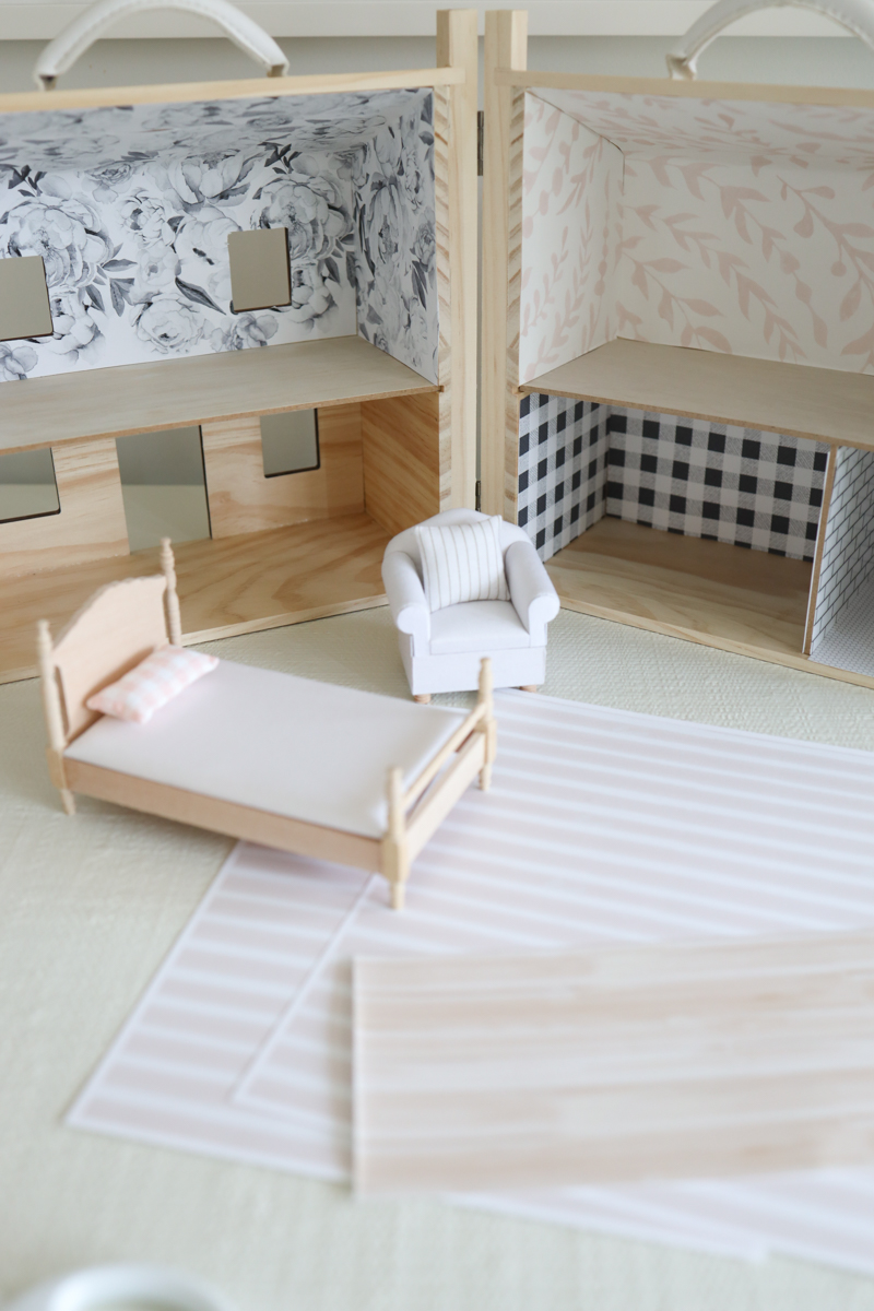 Dollhouse Makeover: How to Install Paper Floors and Wallpaper