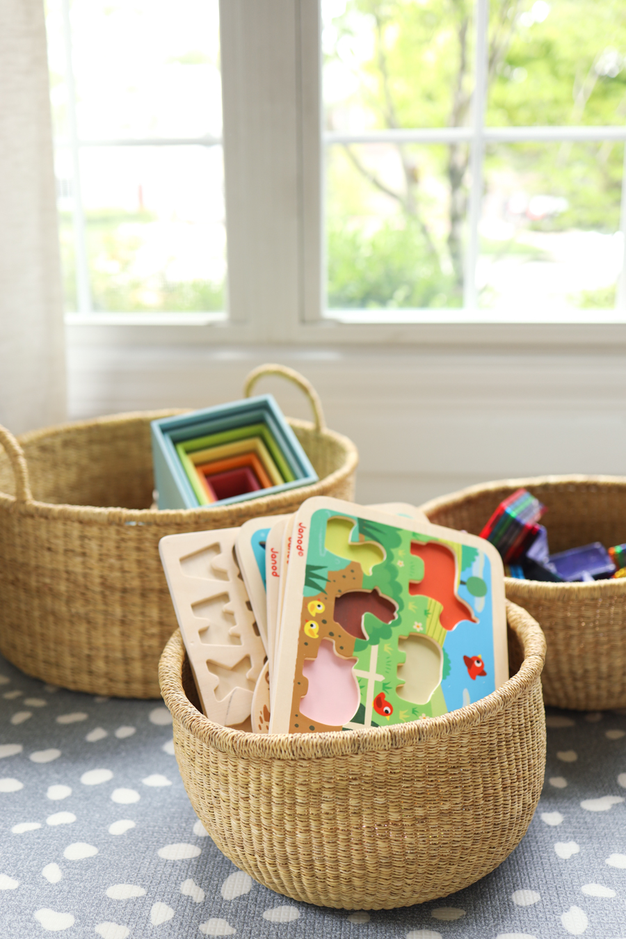 Decorative Woven Basket, Nursery Toy Storage Basket For Organizing