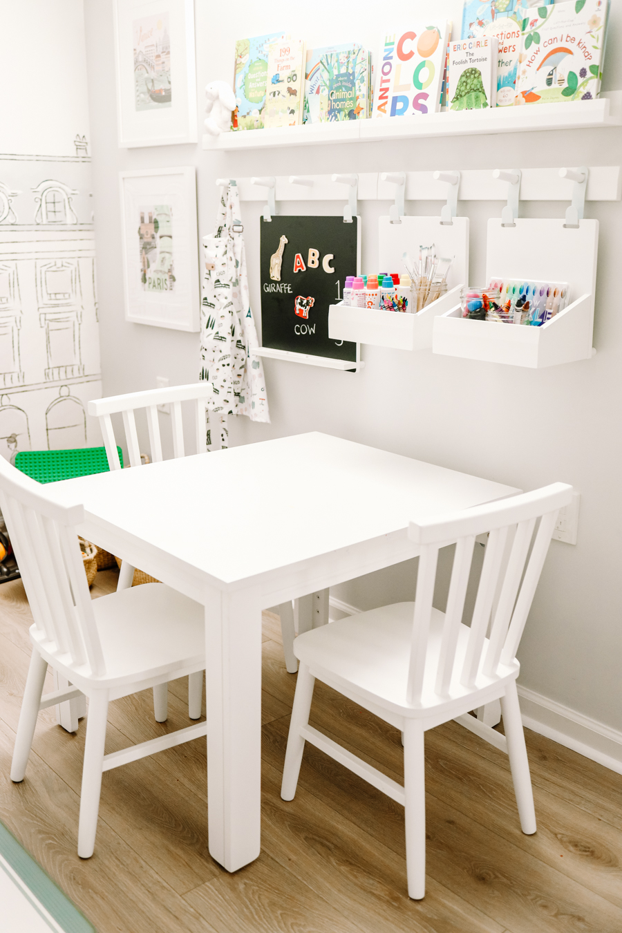 Kids Drawing Desk with a DIY Paper Roll Holder