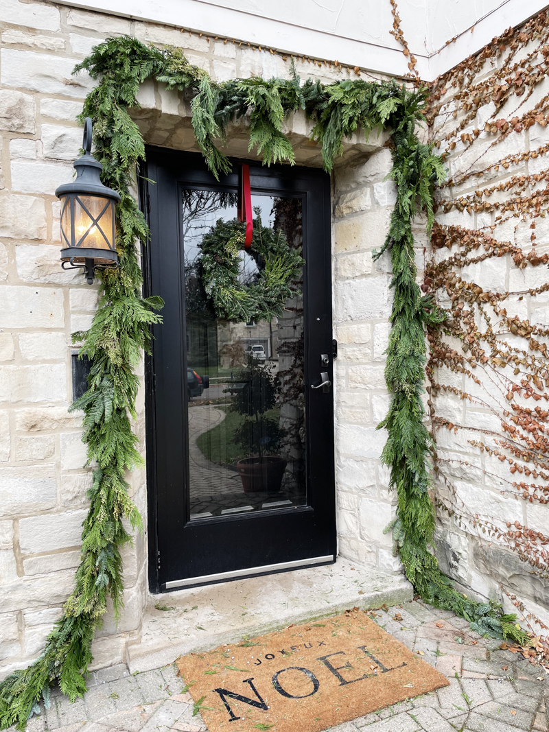 Hard Working Prayer Progeny Christmas Garland Around Front Door Peck 
