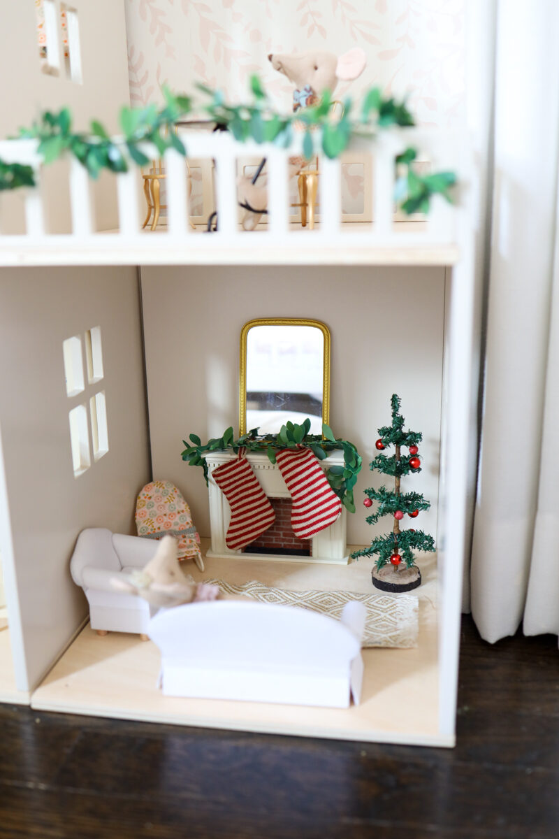 Christmas doll house decor