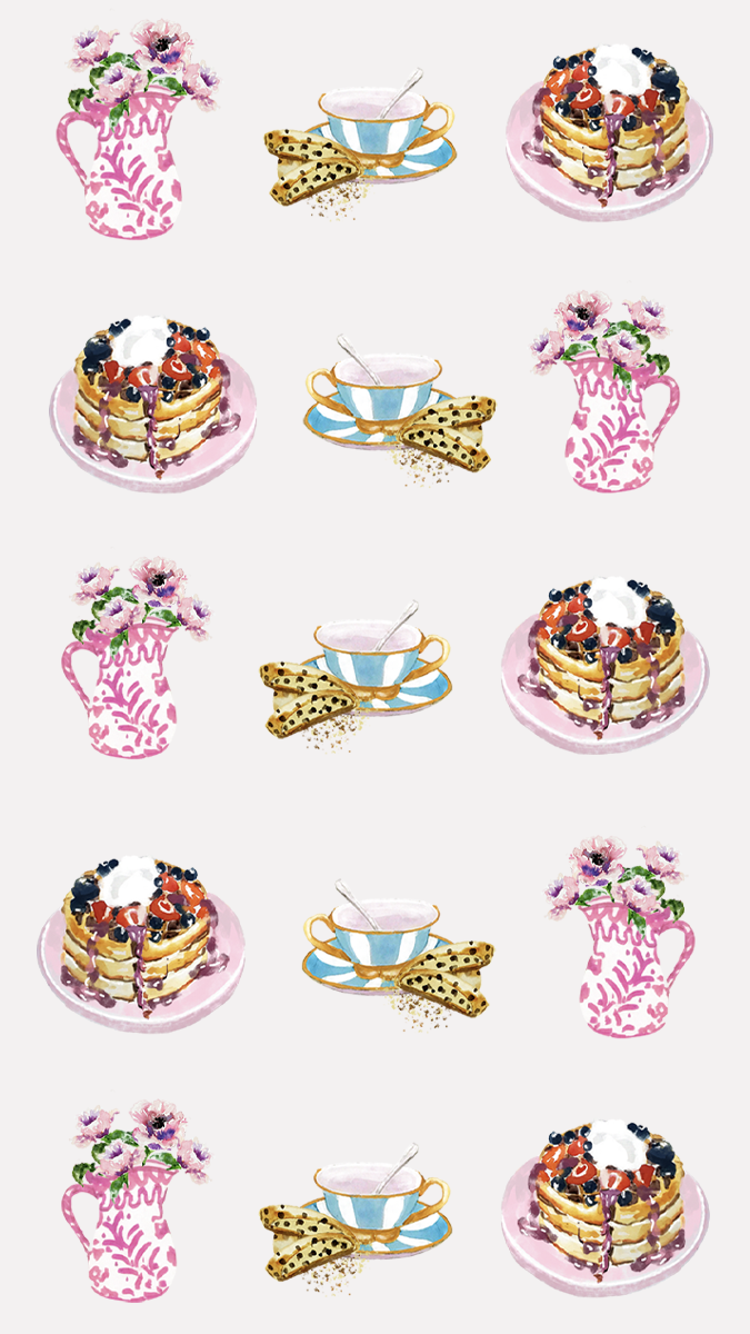 Pancakes and tea mobile background