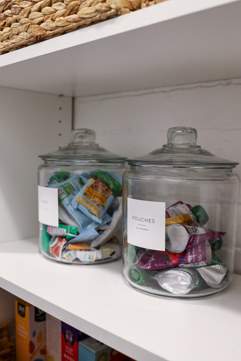 How to Organize a Narrow Staircase Pantry - glass containers