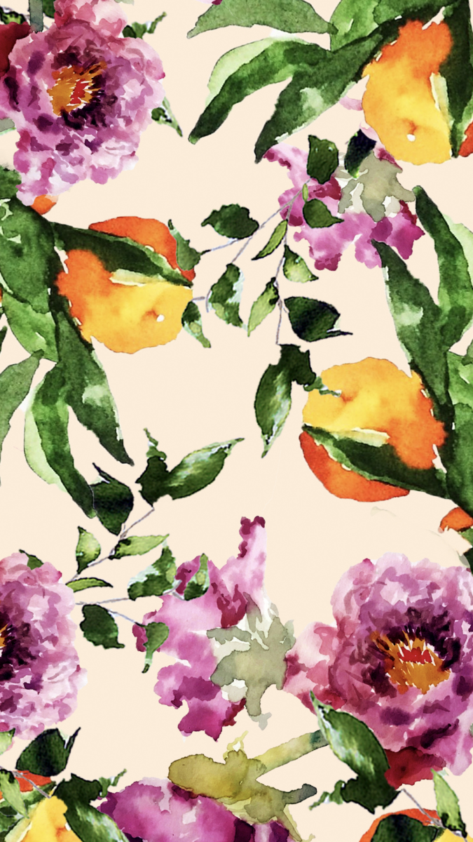 flowers and orange iphone background