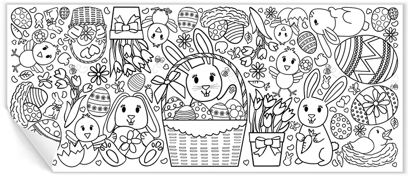 Easter Party for Kids Coloring Tablecloth Kid's Easter Party Decor Large  Easter Coloring Poster Easter Basket Gift 