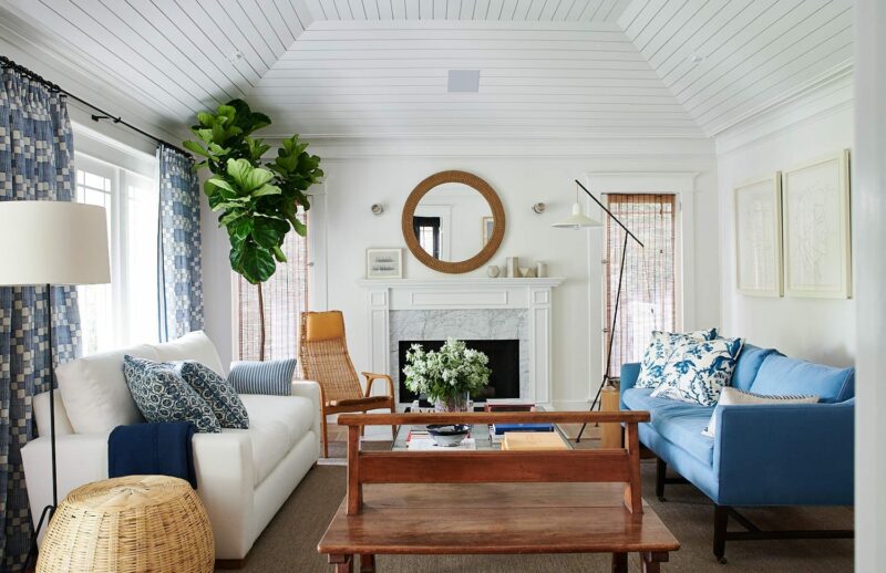 Blue and White home living room