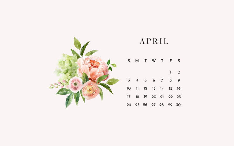 Floral Desktop Background April calendar