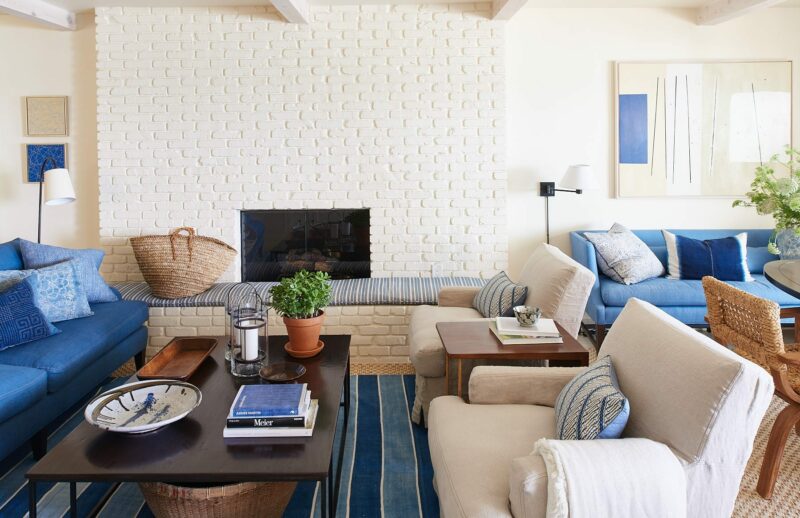 Blue and White living room decor